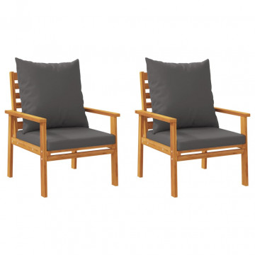 Set mobilier de grădină cu perne, 3 piese, lemn masiv acacia - Img 4