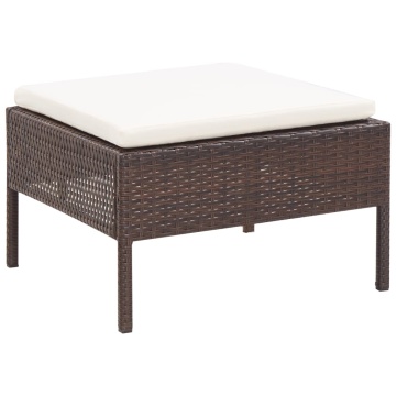 Set mobilier de grădină cu perne, 3 piese, maro, poliratan - Img 10