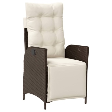 Set mobilier de grădină cu perne, 3 piese, maro, poliratan - Img 3