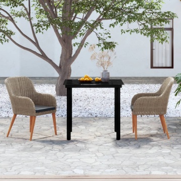 Set mobilier de grădină cu perne, 3 piese, maro - Img 1