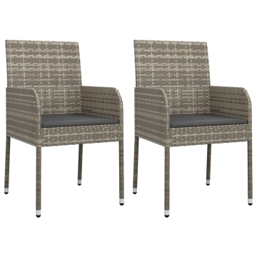 Set mobilier de grădină cu perne, 3 piese, negru/gri, poliratan - Img 4