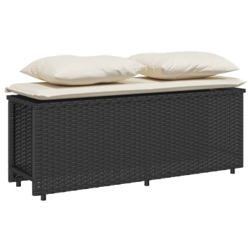 Set mobilier de grădină cu perne, 3 piese, negru, poliratan - Img 4