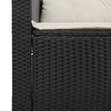 Set mobilier de grădină cu perne, 3 piese, negru, poliratan - Img 6