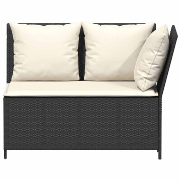 Set mobilier de grădină cu perne, 3 piese, negru, poliratan - Img 6