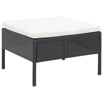 Set mobilier de grădină cu perne, 3 piese, negru, poliratan - Img 10