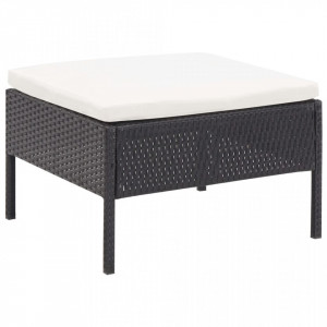 Set mobilier de grădină cu perne, 3 piese, negru, poliratan - Img 6