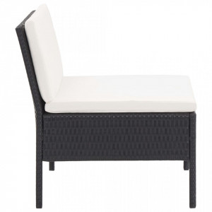 Set mobilier de grădină cu perne, 3 piese, negru, poliratan - Img 8