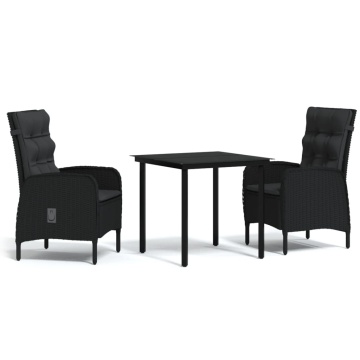 Set mobilier de grădină, cu perne, 3 piese, negru - Img 2