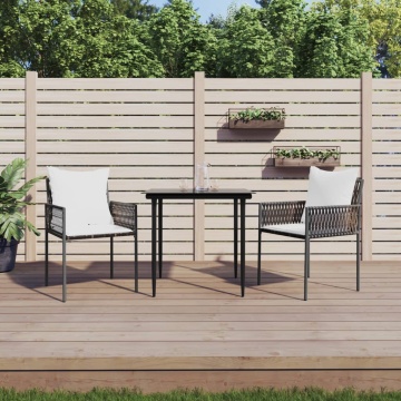 Set mobilier de grădină cu perne, 3 piese, poliratan și oțel - Img 1