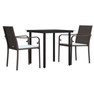 Set mobilier de grădină cu perne, 3 piese, poliratan și oțel - Img 3