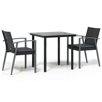 Set mobilier de grădină cu perne, 3 piese, poliratan și oțel - Img 2