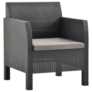 Set mobilier de grădină cu perne, 4 piese, antracit, PP ratan - Img 6
