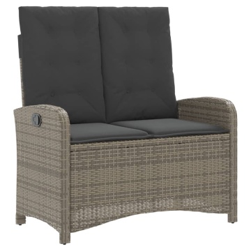 Set mobilier de grădină cu perne, 4 piese, gri, poliratan - Img 5