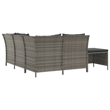 Set mobilier de grădină cu perne, 4 piese, gri, poliratan - Img 8
