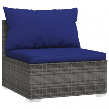 Set mobilier de grădină cu perne, 4 piese, gri, poliratan - Img 3