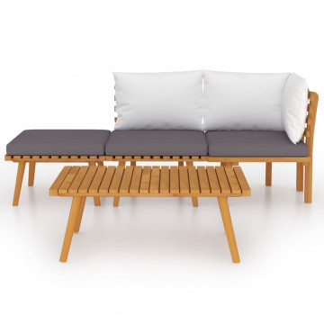 Set mobilier de grădină cu perne, 4 piese, lemn masiv acacia - Img 3