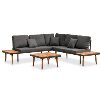 Set mobilier de grădină cu perne, 4 piese, lemn masiv de acacia - Img 1