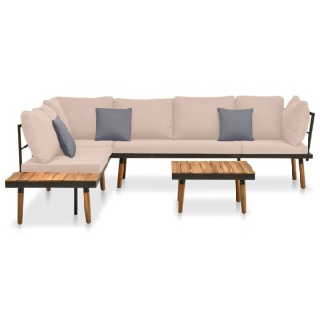 Set mobilier de grădină cu perne, 4 piese, lemn masiv de acacia - Img 2