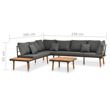 Set mobilier de grădină cu perne, 4 piese, lemn masiv de acacia - Img 6