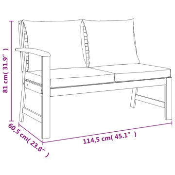 Set mobilier de grădină cu perne, 4 piese, lemn masiv de acacia - Img 7