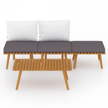 Set mobilier de grădină cu perne, 4 piese, lemn masiv de acacia - Img 8