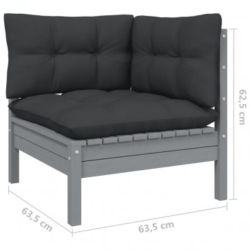 Set mobilier de grădină cu perne, 4 piese, lemn masiv de pin - Img 6