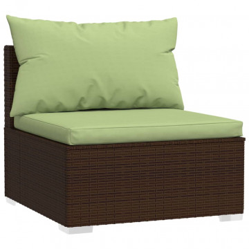 Set mobilier de grădină cu perne, 4 piese, maro, poliratan - Img 4