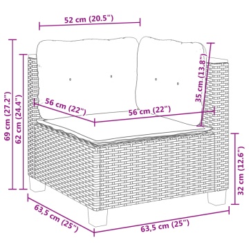 Set mobilier de grădină cu perne, 4 piese, negru, poliratan - Img 7