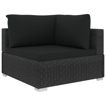 Set mobilier de grădină cu perne, 4 piese, negru, poliratan - Img 4