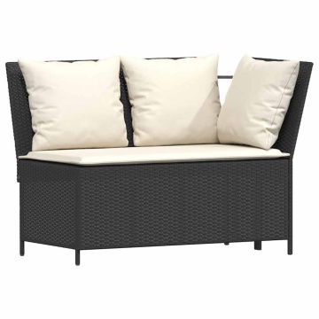 Set mobilier de grădină cu perne, 4 piese, negru, poliratan - Img 8