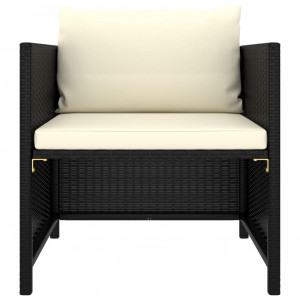 Set mobilier de grădină cu perne, 4 piese, negru, poliratan - Img 6