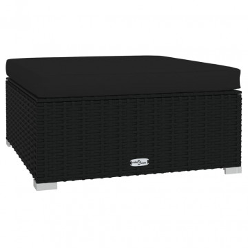 Set mobilier de grădină cu perne, 4 piese, negru, poliratan - Img 5