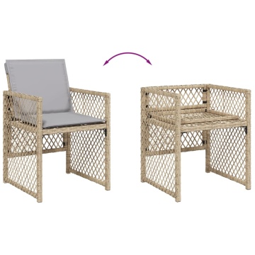 Set mobilier de grădină cu perne, 5 piese, bej, poliratan - Img 5