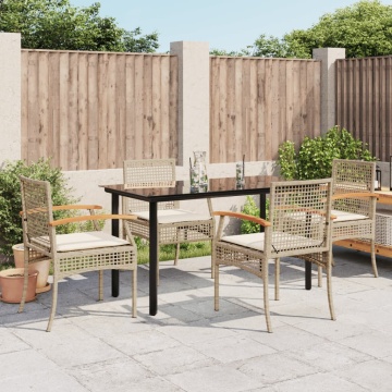 Set mobilier de grădină cu perne, 5 piese, bej, poliratan - Img 1