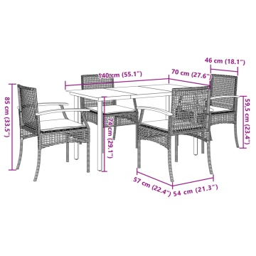Set mobilier de grădină cu perne, 5 piese, bej, poliratan - Img 6
