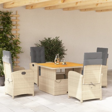 Set mobilier de grădină cu perne, 5 piese, bej, poliratan - Img 1