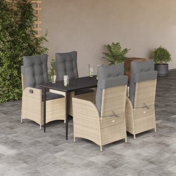 Set mobilier de grădină cu perne, 5 piese, bej, poliratan - Img 1