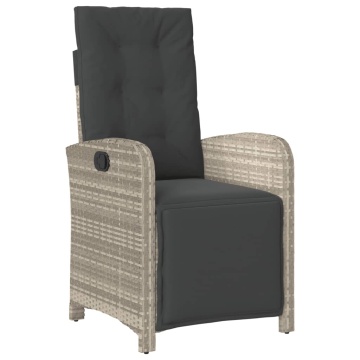 Set mobilier de grădină cu perne, 5 piese gri deschis poliratan - Img 4