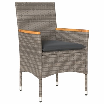 Set mobilier de grădină cu perne 5 piese gri poliratan & sticlă - Img 3