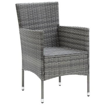 Set mobilier de grădină cu perne, 5 piese, gri, poliratan - Img 8