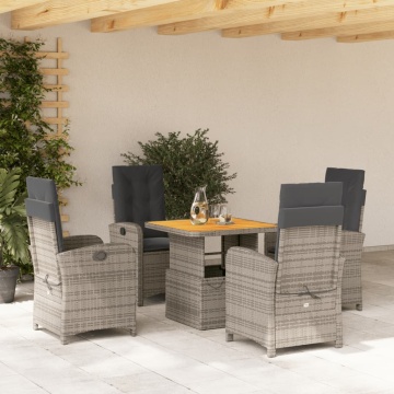 Set mobilier de grădină cu perne, 5 piese, gri, poliratan - Img 1