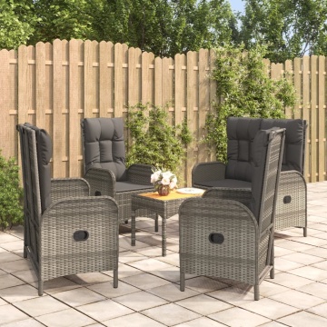 Set mobilier de grădină cu perne, 5 piese, gri, poliratan - Img 1