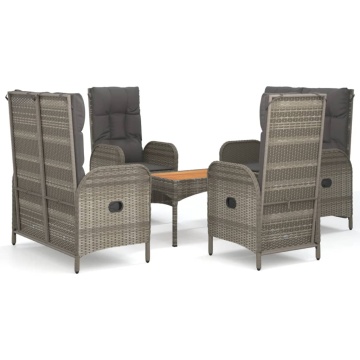 Set mobilier de grădină cu perne, 5 piese, gri, poliratan - Img 2