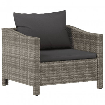 Set mobilier de grădină cu perne, 5 piese, gri, poliratan - Img 5