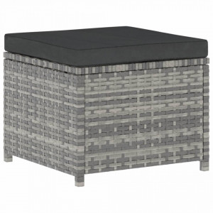 Set mobilier de grădină cu perne, 5 piese, gri, poliratan - Img 6