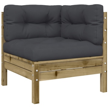 Set mobilier de grădină cu perne, 5 piese, lemn de pin tratat - Img 4