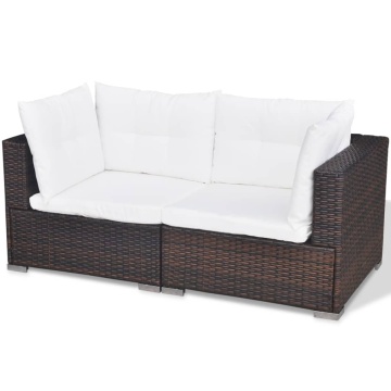 Set mobilier de grădină cu perne, 5 piese, maro, poliratan - Img 5