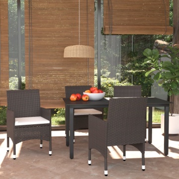 Set mobilier de grădină cu perne, 5 piese, maro, poliratan - Img 1