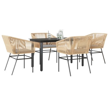 Set mobilier de grădină cu perne 5 piese maro sticlă polirattan - Img 1