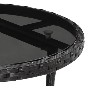 Set mobilier de grădină cu perne 5 piese negru poliratan&sticlă - Img 5